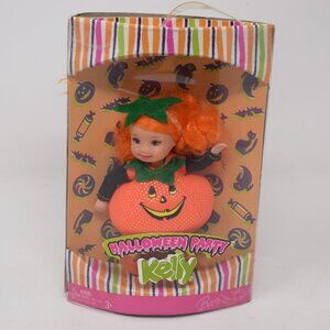 2007 Barbie Halloween Party Kelly Miranda Pumpkin Jack O Lantern Costume Orange